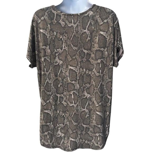 Bombom Women's Short Sleeve Snakeskin Print Shirt Top Blouse V-Neck Size… - Picture 9 of 13
